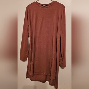 Alia Size L Long Sleeve Tunic Brown